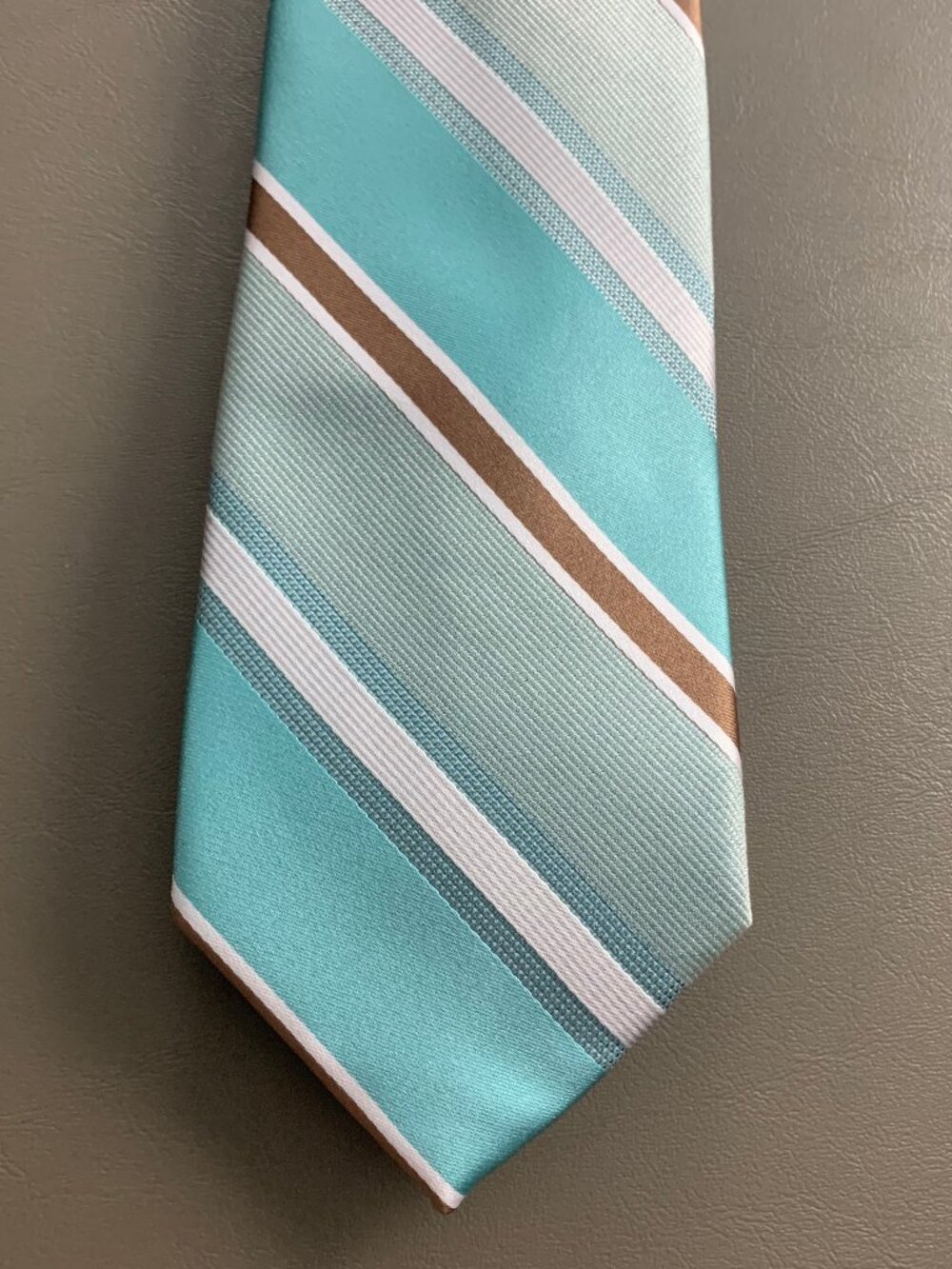Perry Ellis Men's 3'' 100% Polyester Neck Tie, Turquoise Korrine Stripe